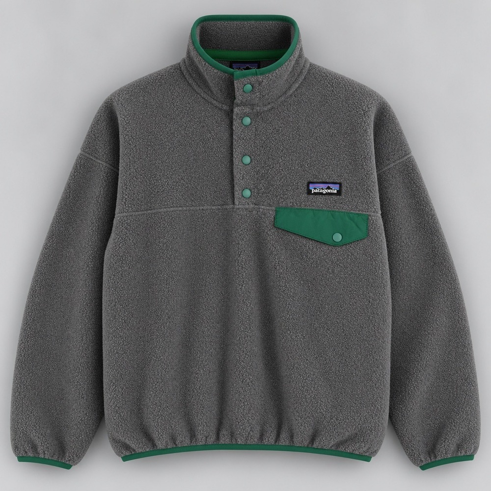 Patagonia Synchilla Snap-T Fleece Pullover Mens Medium Grey Green Trim